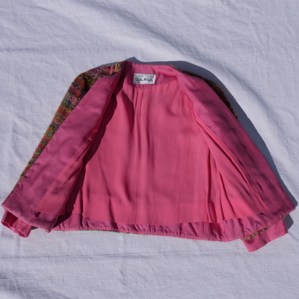 Gorgeous vintage 50s/60s Justin McCarty bespoke pastel tweed cropped jacket - Picture 2 of 8